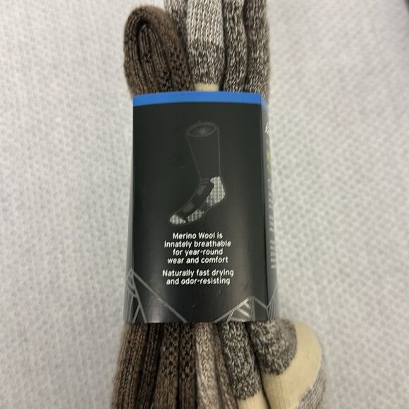 Eddie Bauer Men’s Heather Brown Ribbed Midweight Full Cushion Crew Socks 2 pk - Picture 6 of 7